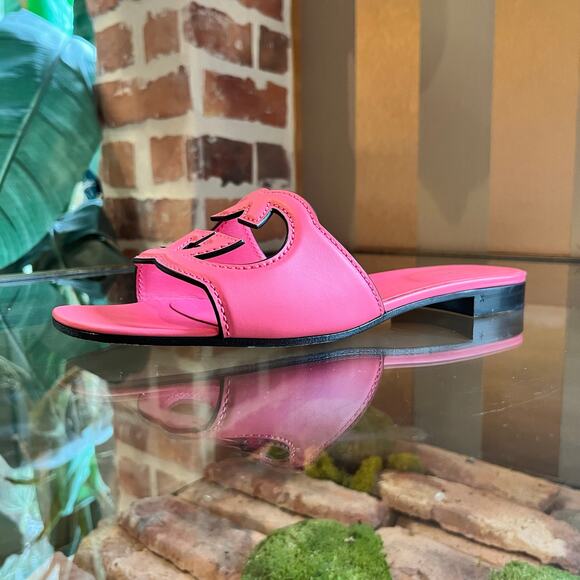 GUCCI Blondie Pink Cosmos Softy Calfskin Sandals  SZ 39.5 (9.5 US) - Picture 2 of 9